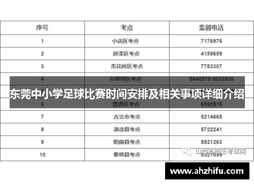 东莞中小学足球比赛时间安排及相关事项详细介绍